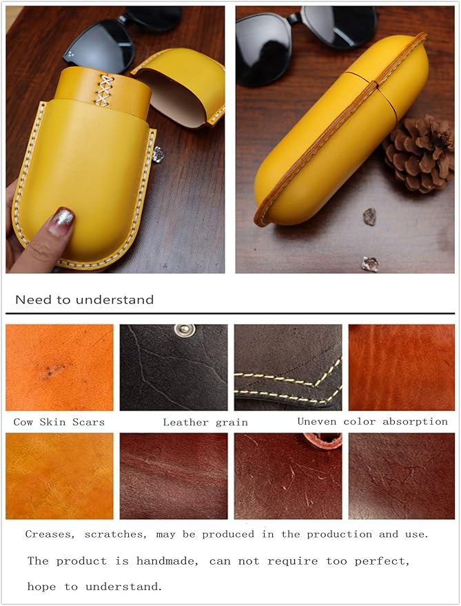 Leather Glasses Case Cowhide Vintage Men And Women Nearsighted Glasses Sunglasses Travel Anti-Crush Storage Box