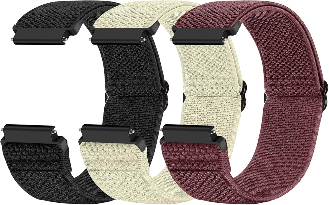 Compatible with 16mm 18mm 19mm 20mm 22mm 24mm Watch Bands Quick Release Replacement Wristband,Adjustable Stretchy Nylon Solo Loop Straps Fabric Braided Sport Elastic Bands for Men Women