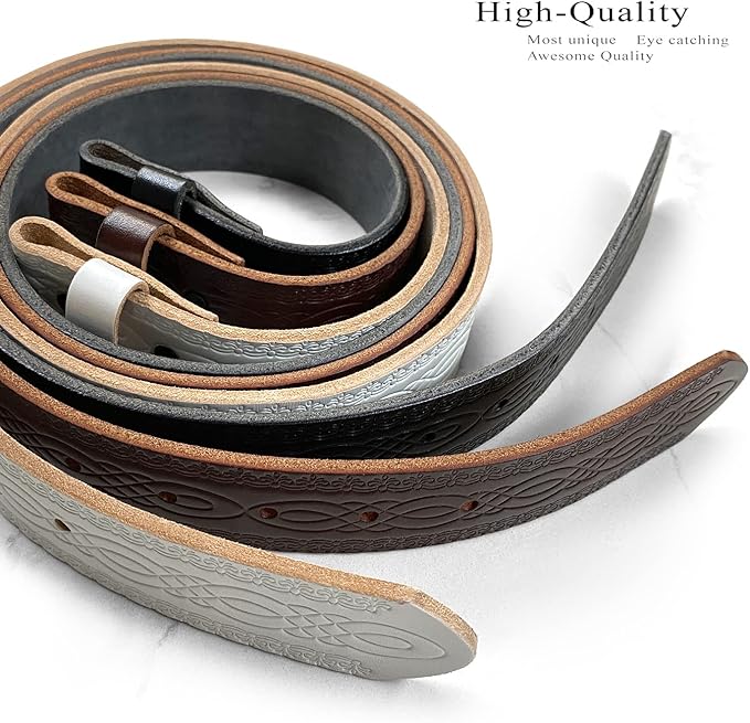 Western Floral Engraved Embossed Tooled Genuine Leather Belt Strap or Belt 1-1/2"(38mm) Wide, Multi-Style Options