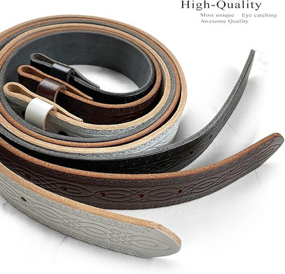 Western Floral Engraved Embossed Tooled Genuine Leather Belt Strap or Belt 1-1/2"(38mm) Wide, Multi-Style Options