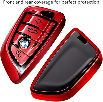 Creativity Suitable for BMW key fob Cover. Advanced soft TPU key box is compatible with F30 F45 F55 G20 G30 X1 X3 X4 X5 X6 X7 3 5 6 7 8 M5 M6 GT series smart key (Type B Red single Key Case)