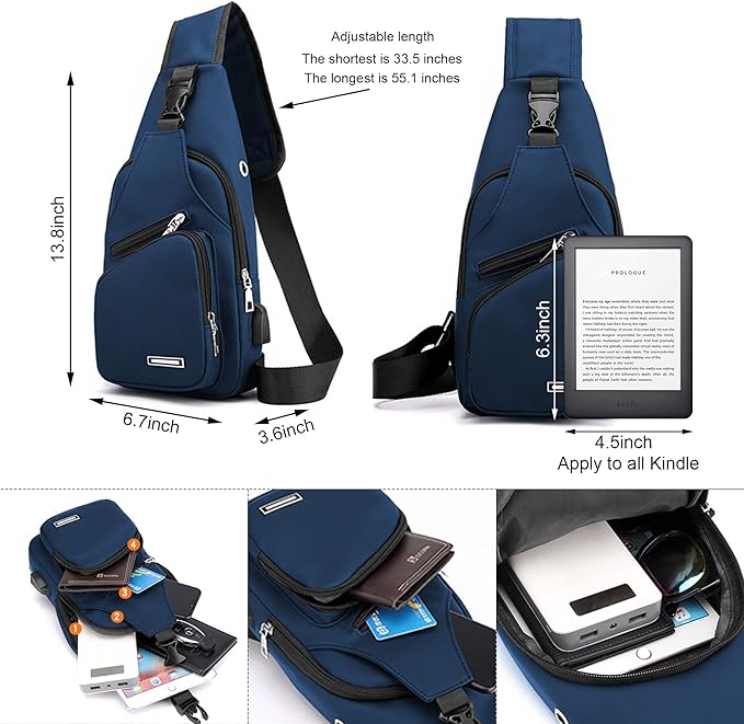 Waterproof Sling Bag Crossbody Backpack for Men Women Sling Backpack Hiking Daypack Multipurpose Cross Body Chest Bag