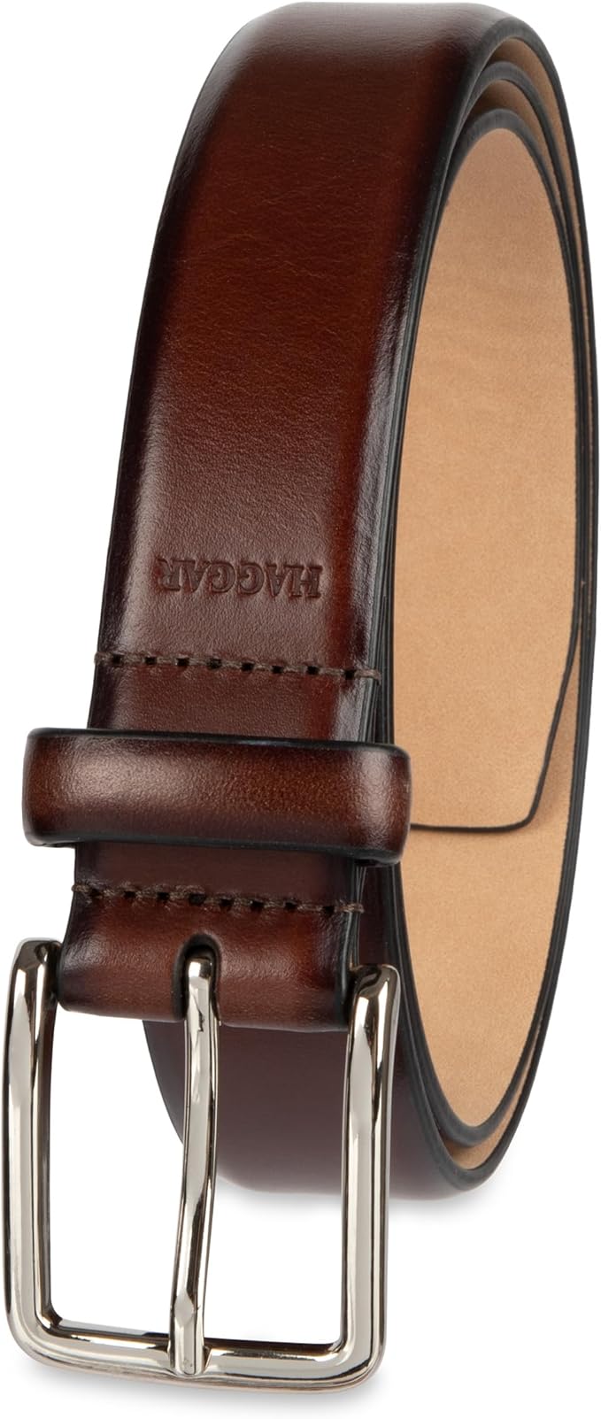 Haggar mens Leather Dress Belt for Suits and Pants - Classic, Formal, Business, Work