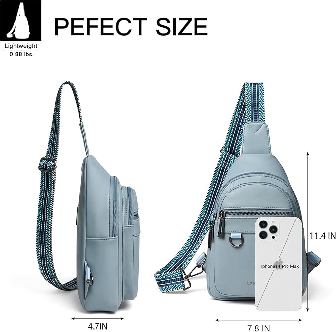 Leresas 7L Sling Bag for Women Men Vegan Leather Crossbody Bags Fanny Pack Purse Backpack Over Shoulder Bag Travel Anti Theft