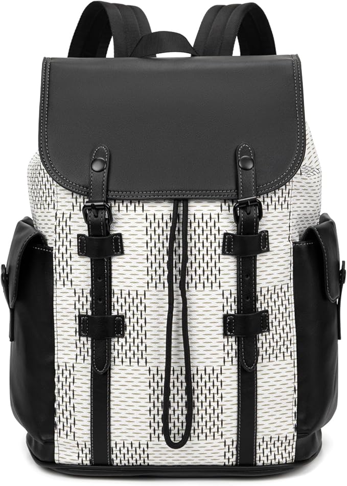 KingTo Laptop Backpack for Men Luxury Anti-Theft Travel Backpack Casual Business Waterproofing Computer Bag (B-White)