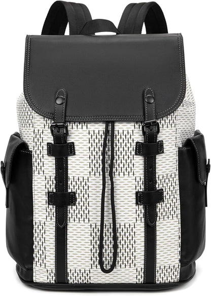 KingTo Laptop Backpack for Men Luxury Anti-Theft Travel Backpack Casual Business Waterproofing Computer Bag (B-White)