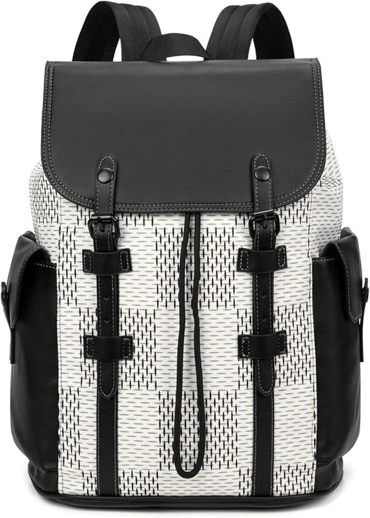KingTo Laptop Backpack for Men Luxury Anti-Theft Travel Backpack Casual Business Waterproofing Computer Bag (B-White)