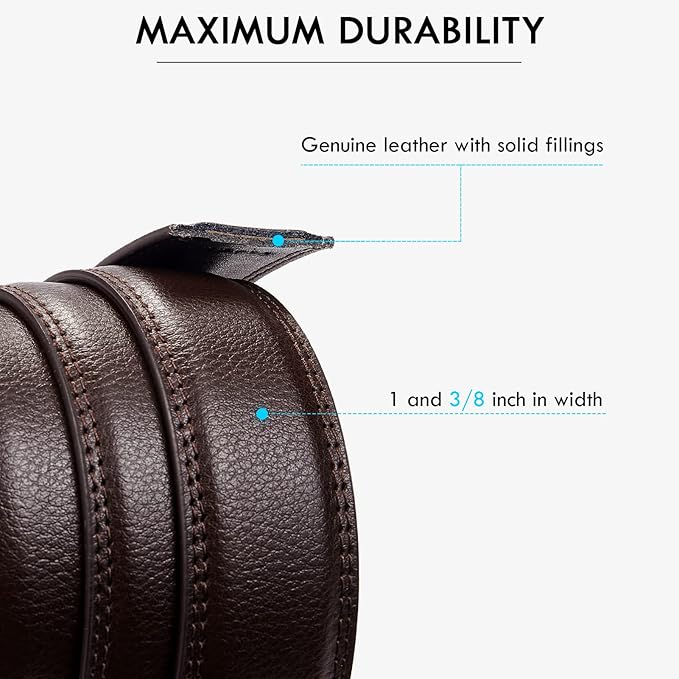 BOSTANTEN Mens Belt Leather Ratchet Belt For Men Dress and Casual with Adjustable Buckle, Trim to Fit