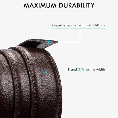 BOSTANTEN Mens Belt Leather Ratchet Belt For Men Dress and Casual with Adjustable Buckle, Trim to Fit