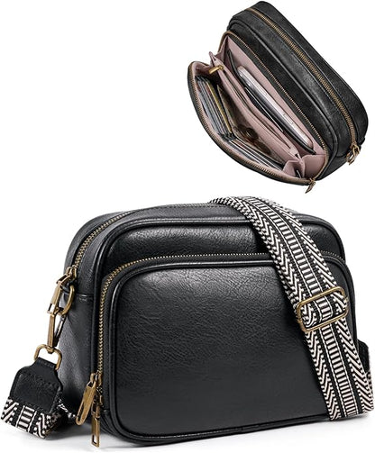 Crossbody Bags with Built-in Wallet, Anti-Theft Travel Purse with Card Slots, Trendy Vegan Shoulder Bag for Women Men