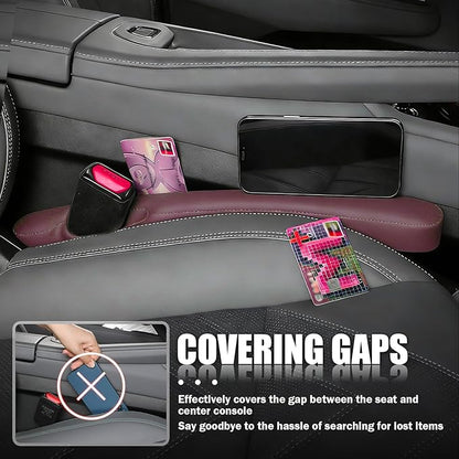 2026 New Car Seat Gap Filler 2 Pack,Leather Seat Gap Filler Strip with Fix Strap to Avoid Items from Falling,Universal Car Seats Gaps Plug Cars Interior Accessories (Burgundy)