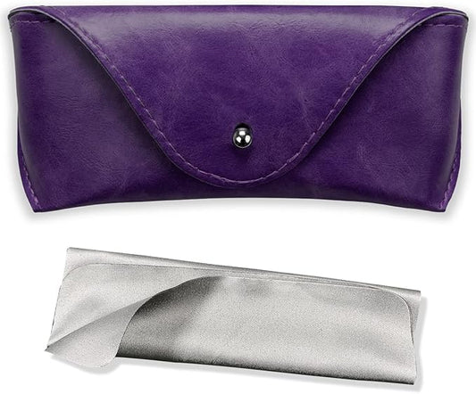 LogHog Portable Leather Glasses Case,Flexible Sunglasses Pouch Slim Case for Women Men Horizontal Eyeglass Case