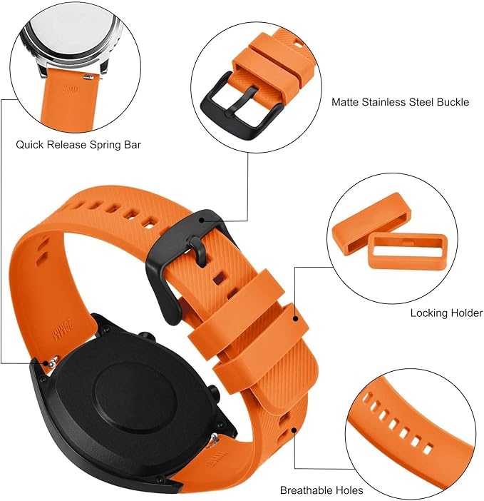 BISONSTRAP Watch Strap 18mm 19mm 20mm 21mm 22mm, Quick Release Silicone Watch Bands for Men Women