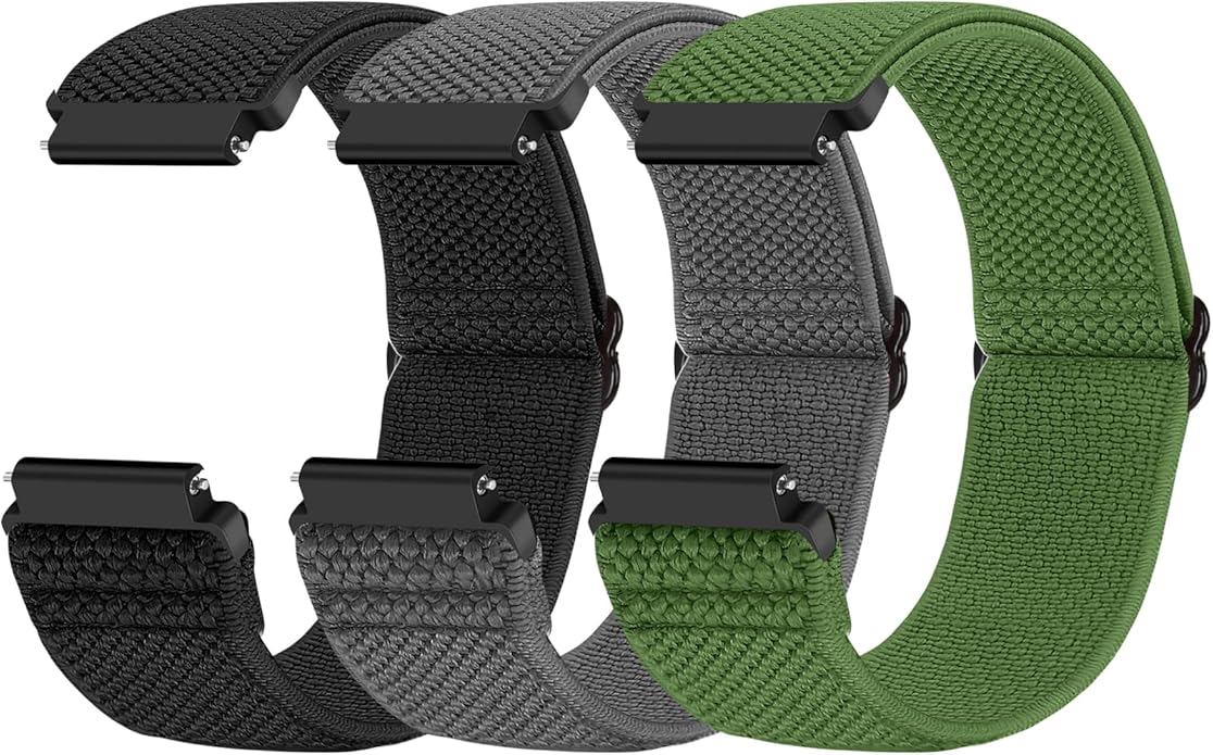 Compatible with 16mm 18mm 19mm 20mm 22mm 24mm Watch Bands Quick Release Replacement Wristband,Adjustable Stretchy Nylon Solo Loop Straps Fabric Braided Sport Elastic Bands for Men Women