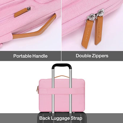 MOSISO 360 Protective Laptop Case 16 inch, 15-15.6 inch Laptop Sleeve Compatible with MacBook Pro 16, HP Acer Dell Lenovo ASUS, Side Open Carrying Case with 4 Zipper Pockets&Handle, Pink