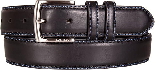 Nautica Men's Dress Leather Belt for Suits and Pants | Classic | Business | Fashion | Adjustable | Metal Buckle