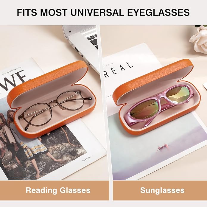 Marvolia Glasses Case Large Hard Shell Eyeglasses Case PU Leather Protective Case for Sunglasses Eyeglasses