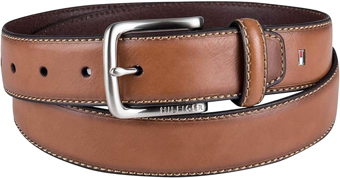 Tommy Hilfiger Men’s Semi‑Dress Leather Belt, Versatile Everyday Style (Regular & Big and Tall Sizes)