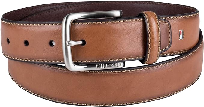 Tommy Hilfiger Men’s Semi‑Dress Leather Belt, Versatile Everyday Style (Regular & Big and Tall Sizes)