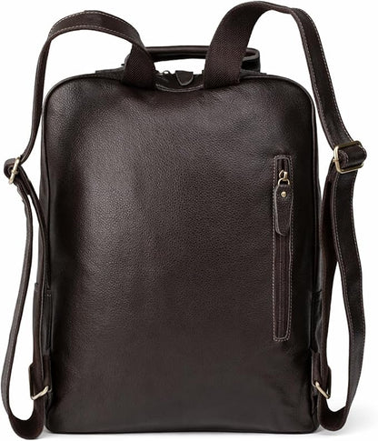 Full-Grain Leather Backpack for Men & Women, 16 Inch Laptop Bag Business Travel Backpack Minimalist Work Bag(8528- Gray)