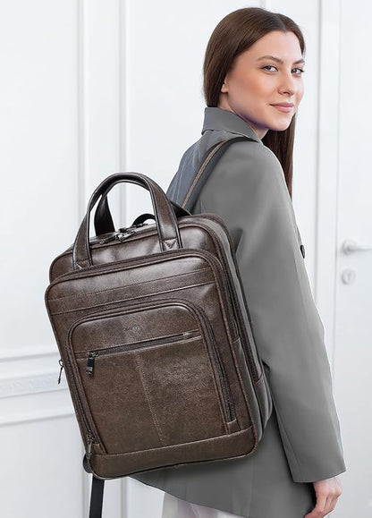 Shrrie 15.6" Laptop Backpack,Business Work Backpack Briefcase,Durable Computer Backpack for Office,Travel,College,Two-toned Coffee