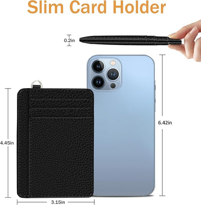 Yonlevres Credit Card Holder Slim Wallet, RFID Wallet Women Front Pocket Small Card Holder, Travel Cute Funny Thin Card Case ID Window PU Leather RFID Blocking Card Organizer Gifts Girls Ladies