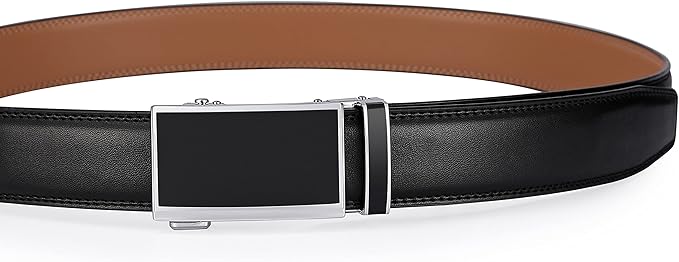 Lingli Men's Belt,Ratchet Dress Belt with Automatic Buckle Brown/Black-Trim to Fit-35mm wide