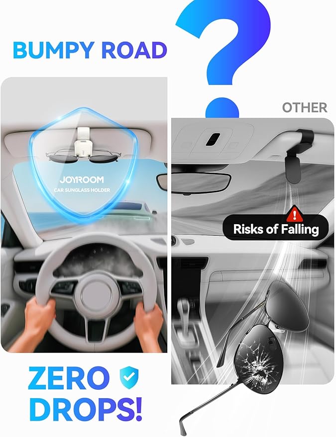 JOYROOM Sunglass Holder for Car Magnetic Visor Sunglasses Holder Clip (White)