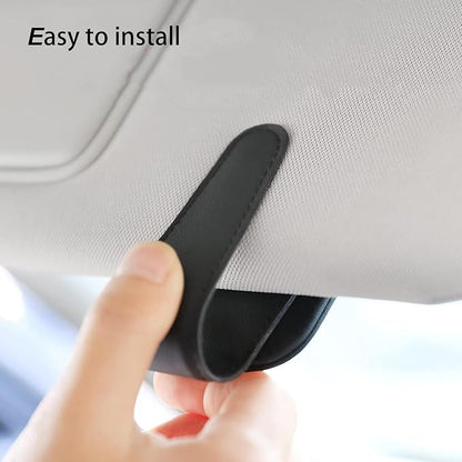2 Pack Sunglass Holder for Car Magnetic Leather Sunglass Clip Universal Eyeglass Holder Car Visor Accessories Black