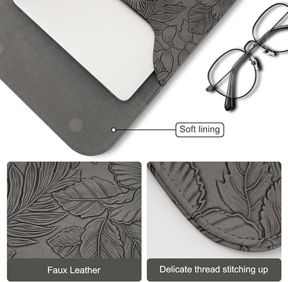 MOSISO Laptop Case 13 inch, 13 inch Laptop Sleeve Compatible with MacBook Air M4 M3 M2 M1 2025-2018 / Pro M2 M1 2025-2016, Embossed Retro Hibiscus PU Leather Case with Small Bag, Gray