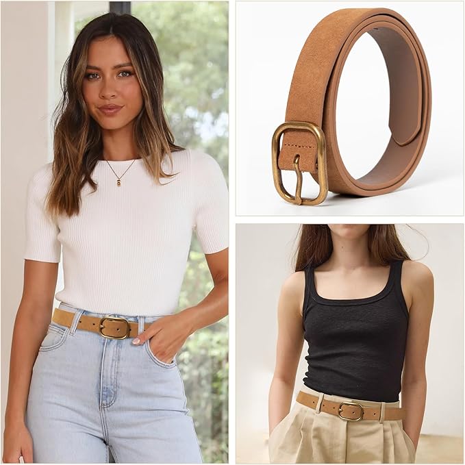 MJNUONE Leopard Print Belt for Women Leather Waist Belts Classic Needle Buckle Animal Printed forJeans dress Party Outfits
