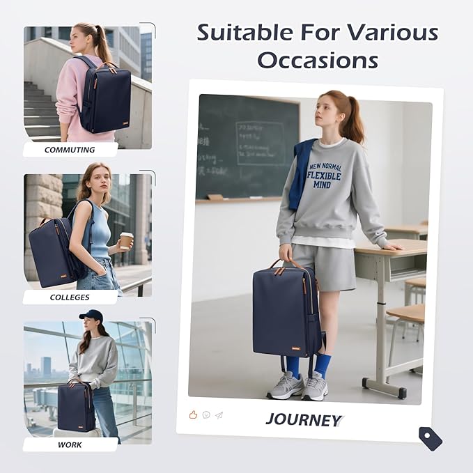 GOLF SUPAGS Stylish Laptop Backpack for Women Airline Approved Perfect for Work College and Travel Multi-Functional Casual Daypack Fits 15.6 Inch Notebook (Navy Blue)
