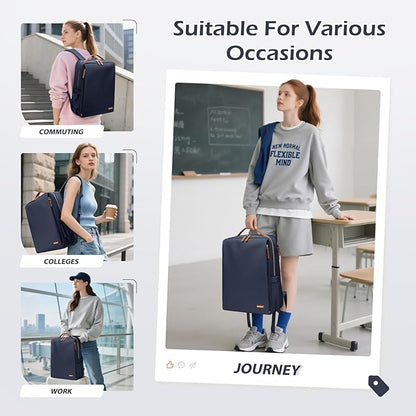 GOLF SUPAGS Stylish Laptop Backpack for Women Airline Approved Perfect for Work College and Travel Multi-Functional Casual Daypack Fits 15.6 Inch Notebook (Navy Blue)