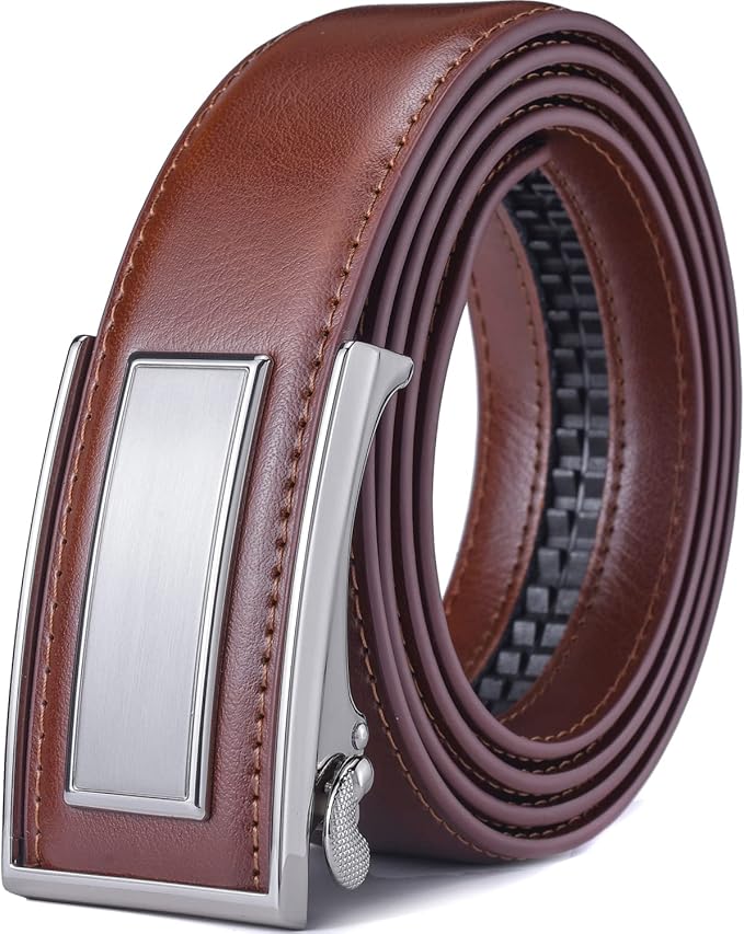 Men’s Belt Beltox Ratchet Dress Leather Buckle Belt Black Brown Blue 1 3/8” Gift Box