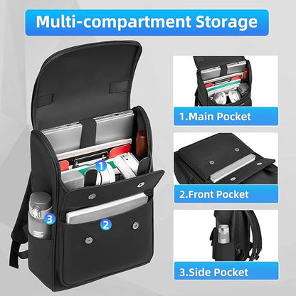 Vintage Laptop Backpack for Men and Women, 15.6 Inch, Waterproof, Business Travel Daypack for Work, Office, College (6608 black)
