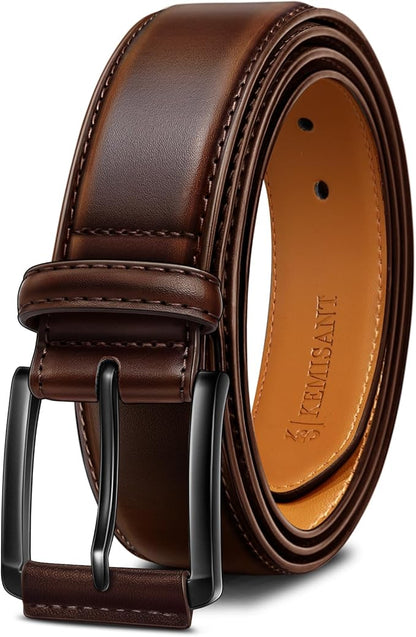 KEMISANT Men Belt-Genuine Leather Belt for Men Dress Casual Golf Jeans 1 3/8"