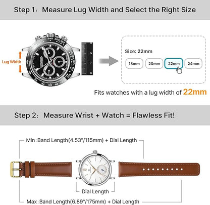 Fullmosa 18mm 20mm 22mm 24mm Leather Watch Bands, 2 Pack Soft Quick Release Watch Strap Compatible with Garmin Vivoactive 5/6/4/3, Venu 4/3S/2S, Samsung Galaxy Fossil Amazfit for Men Women,22mm Toffee Brown&gold/Black&Black