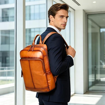 NIUCUNZH Genuine Leather Backpack for Men Travel Daypack Women College School Computer Bag for 15inch Laptop Business