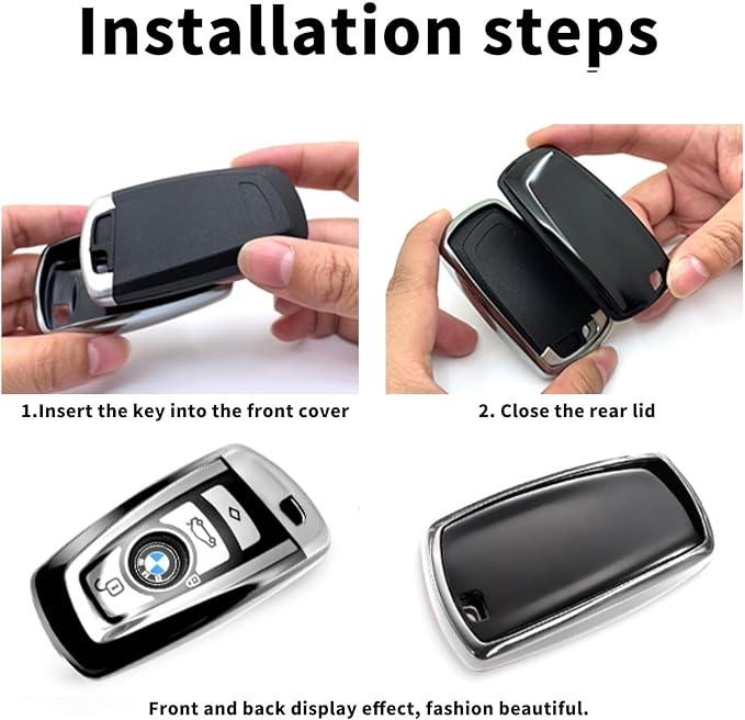 Creativity Suitable For BMW key fob cover. Advanced soft TPU key box is compatible with X1 X3 X4 X5 X6 1 2 4 5 6 7 M3 M5 M6 GT3 GT5 G30 F10 F15 F16 F20 key (Type A Silver single key case)