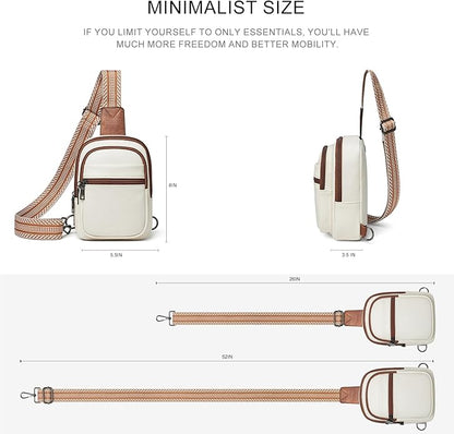 LATMAP Sling Bag For Women Faux Leather Small Casual Daypack Backpack Fanny Pack Crossbody Chest Bags Purse