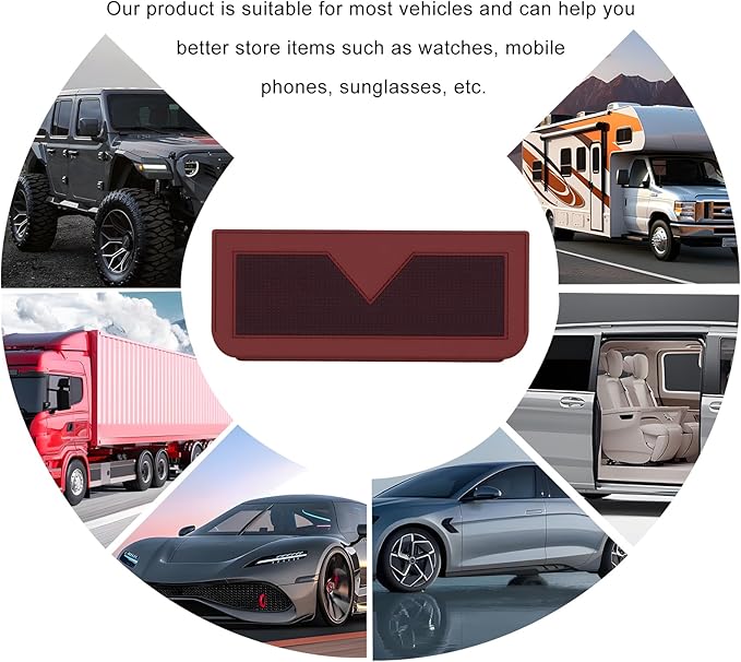 Car Sunglasses Case, PU Leather Pocket Self-Adhesive Storage Pouch for Vehicle Door Window Console, Multifunctional Vehicle Interior Organizer for Glasses Phones Wallets Keys (Wine Red)