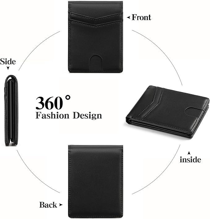 Leather Wallet for Men RFID Blocking Bifold Minimalist Pocket Men Wallet With 2 ID Window