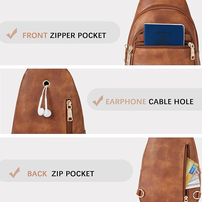 BOSTANTEN Small Sling Bag for Women Leather Crossbody Bags Fanny Pack Chest Bag for Travel