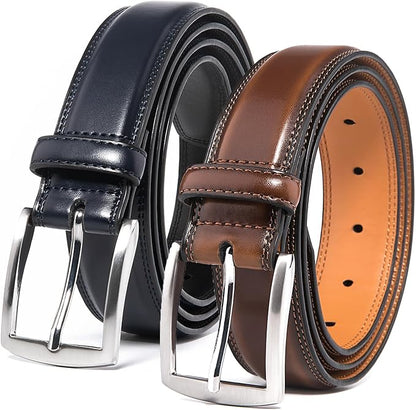 Mens Genuine Leather Dress Belt for Men, Handmade, 100% Cow Leather,Classic Casual and Business Belt Prong Buckle