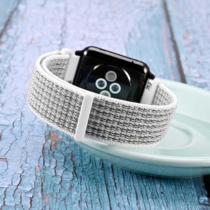 WOCCI 20mm Adjustable Nylon Watch Band, Quick Release Sport Loop Strap (White/Gray)