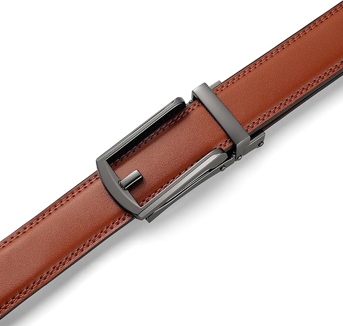 Founders & C Mens Ratchet Belt Leather Click 1 1/4" with Slide Buckle, Casual Dress Belt Adjustable