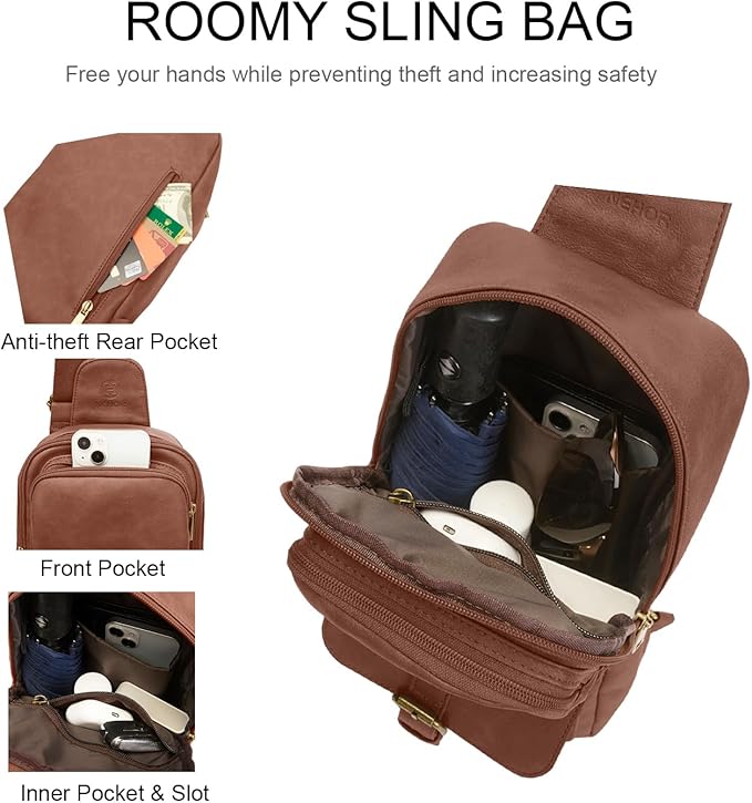 Sling Bag for Men Women Pu Leather Crossbody Bag Waterproof Funny Waist Pack Vintage Shoulder Bags