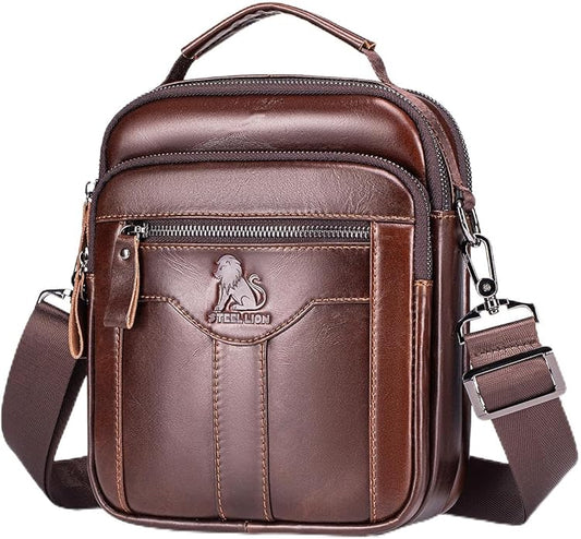 Premium Leather Men's Crossbody -Organized Storage & Durable,Stylish for Daily Carry