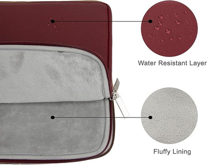 RAINYEAR 15 Inch Laptop Sleeve Soft PU Leather Case Protective Water Resistant Padded Cover Carrying Computer Bag Compatible with 15.4 MacBook Pro/Air, Surface Laptop 3/4 15", New XPS 15 Touch(RED)