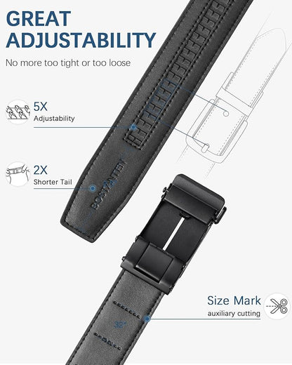 BOSTANTEN Mens Belt Leather Ratchet Belt For Men Dress and Casual with Adjustable Buckle, Trim to Fit